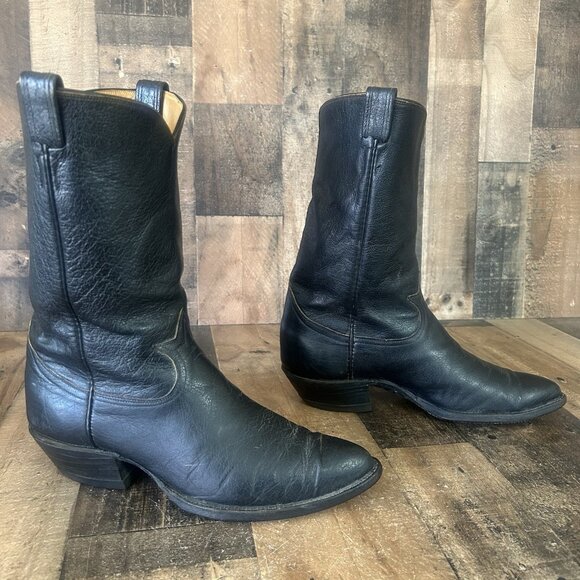 Tony Lama Gold Label Vintage Classic Black Cowboy Boots Mens 11 D - Picture 11 of 12
